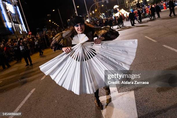 Participant attends the Three Kings Parade in Madrid on January 05, 2023 in Madrid, Spain.