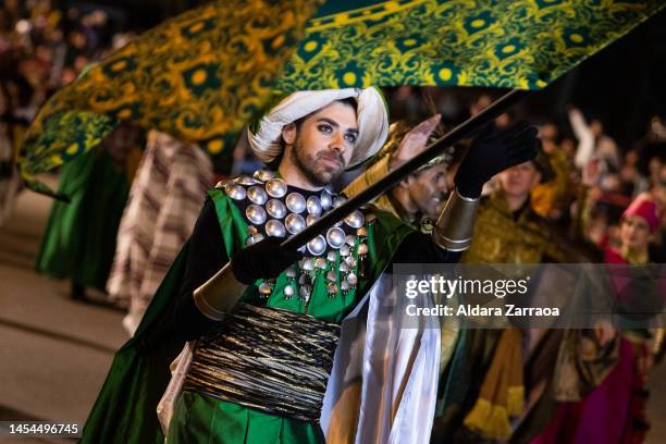 Participant attends the Three Kings Parade in Madrid on January 05, 2023 in Madrid, Spain.