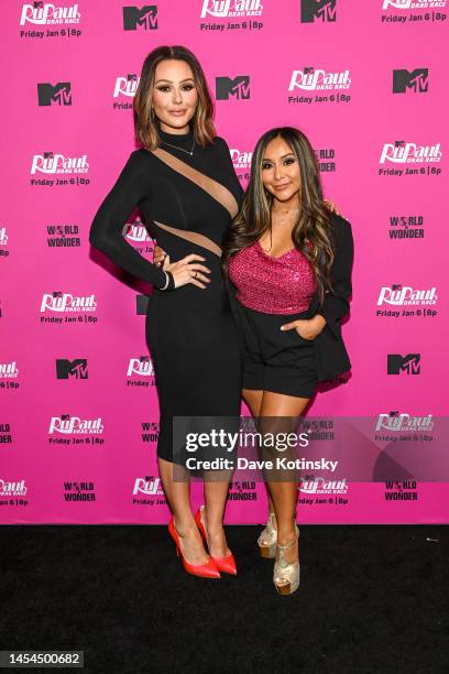 Jenni "JWoww" Farley and Nicole "Snooki" Polizzi attend the RuPaul's Drag Race Season 15 + MTV Premiere Screening and Red Carpet Event on January 05,...