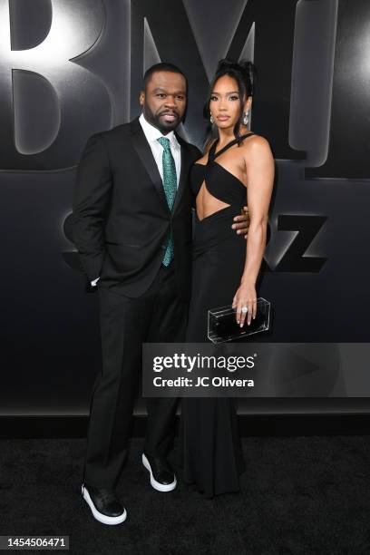 Curtis "50 Cent" Jackson and Jamira Haines attend the red carpet premiere of Starz "BMF" Season 2 at TCL Chinese Theatre on January 05, 2023 in...