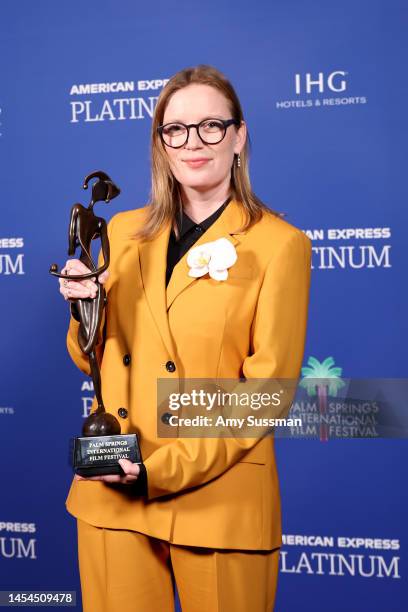 Sarah Polley, winner of the Director of the Year Award, poses backstage during the 34th Annual Palm Springs International Film Awards at Palm Springs...