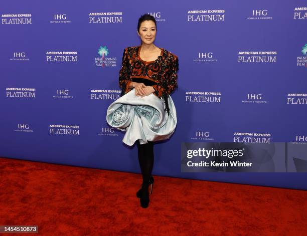 Michelle Yeoh attends the 2023 Palm Springs International Film Festival Awards Night Gala at Palm Springs Convention Center on January 05, 2023 in...