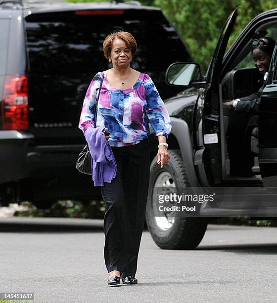 Marian Robinson, mother of First Lady Michelle Obama departs the White House to attend an event at Sidwell Friends School on May 30, 2012 in...