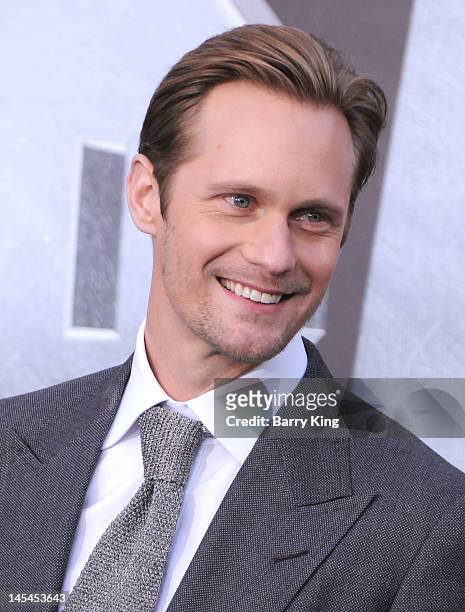 Actor Alexander Skarsgard arrives at the Los Angeles premiere of "Battleship" at the Nokia Theatre L.A. Live on May 10, 2012 in Los Angeles,...