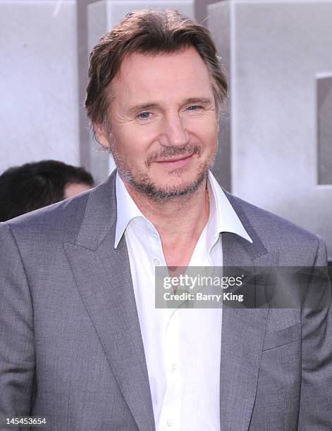 Actor Liam Neeson arrives at the Los Angeles premiere of "Battleship" at the Nokia Theatre L.A. Live on May 10, 2012 in Los Angeles, California.