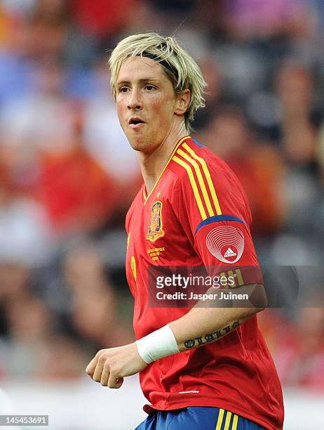 Fernando Torres of Spain celebrates scoring the opening goal during the international friendly match between Spain and Korea Republic on May 30, 2012...
