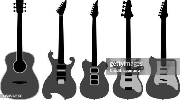 guitar silhouettes - guitar illustration stock illustrations