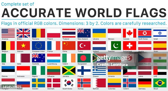 Accurate World Flags in Official RGB Colors Accurate World Flags in Official RGB Colors