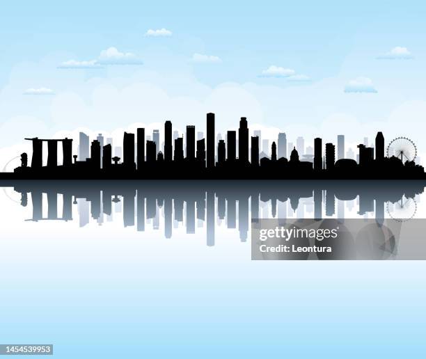 singapore (all buildings are complete and moveable) - singapore skyline daylight stock illustrations