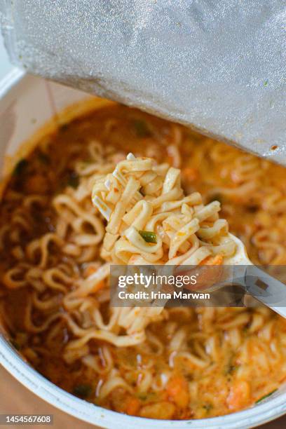 instant ramen cup noodle - msg stock pictures, royalty-free photos & images