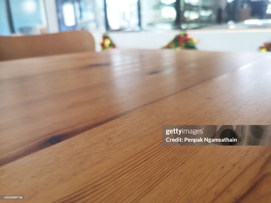 Wooden table on blurred of background