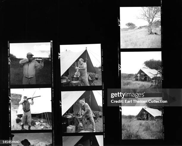 Proof sheet of author Ernest Hemingway taken while on a big game hunt in September 1952 in Kenya.