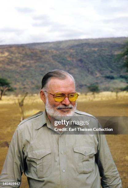 Author Ernest Hemingway poses for a portrait while on a big game hunt in September 1952 in Kenya.