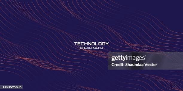 abstract neon dark wave dotted line pattern technology background - braided wire stock illustrations