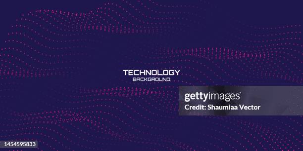 abstract neon dark wave dotted line pattern technology background - braided wire stock illustrations