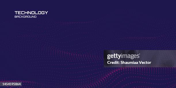 abstract neon dark wave dotted line pattern technology background - part of a series stock illustrations