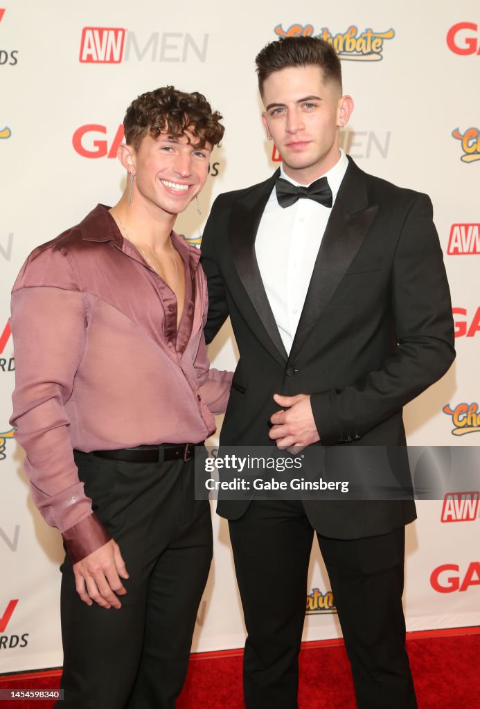 Greyson Myles and Trevor Books attend the 2023 GayVN Awards show at ...