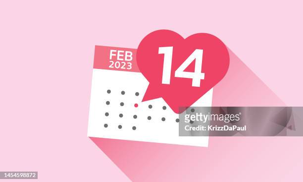 valentine's day, february 14, calendar icon - february stock illustrations stock illustrations