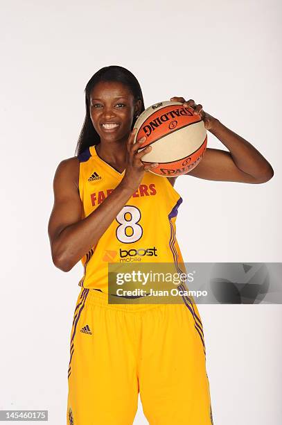 DeLisha Milton-Jones of the Los Angeles Sparks poses for a portrait during media day at Los Angeles Southwest College on May 14, 2012 in Los Angeles,...