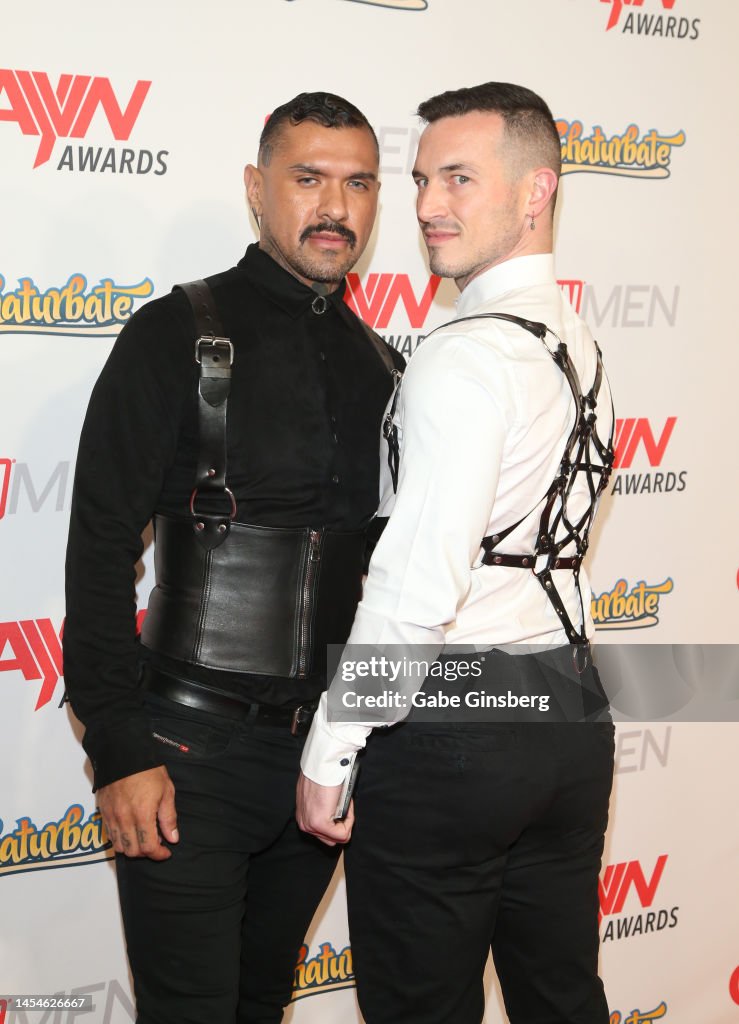 Boomer Banks and Derek Kage attend the 2023 GayVN Awards show at