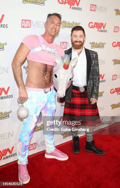 Silver Steele and Otto Samson attend the 2023 GayVN Awards show at Resorts World Las Vegas on January 05, 2023 in Las Vegas, Nevada.