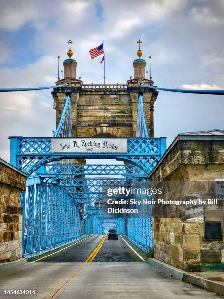 roebling bridge - downtown cincinnati stock pictures, royalty-free photos & images