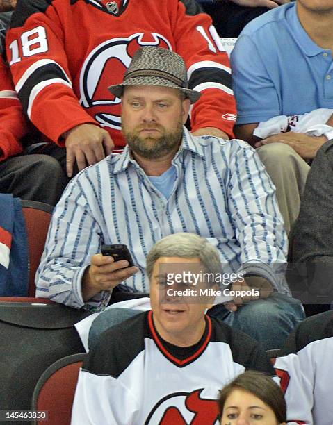 Thoroughbred horse trainer Doug O'Neill attends the Los Angeles Kings vs the New Jersey Devils game one during the 2012 Stanley Cup final at the...
