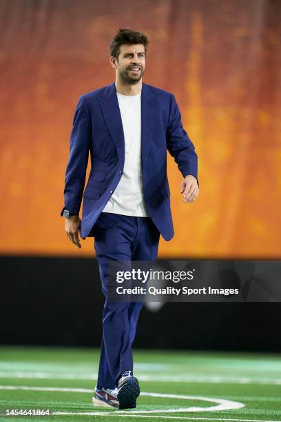 Gerard Pique, President of Kings League looks on during round one of the Kings League Infojobs match between Saiyans FC and Porcinos FC at Cupra...