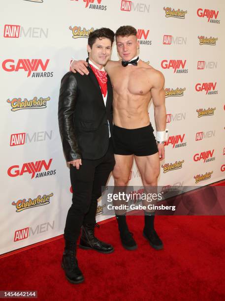 Devin Franco and Felix Fox attend the 2023 GayVN Awards show at Resorts World Las Vegas on January 05, 2023 in Las Vegas, Nevada.