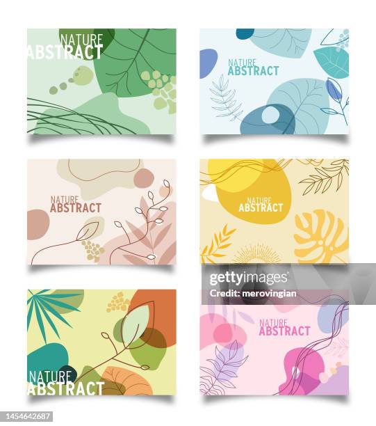 set of modern abstract floral templates for various purposes with copy space - arum family stock illustrations