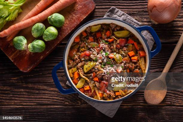 italian beef vegetable stew - ground beef stew stock pictures, royalty-free photos & images