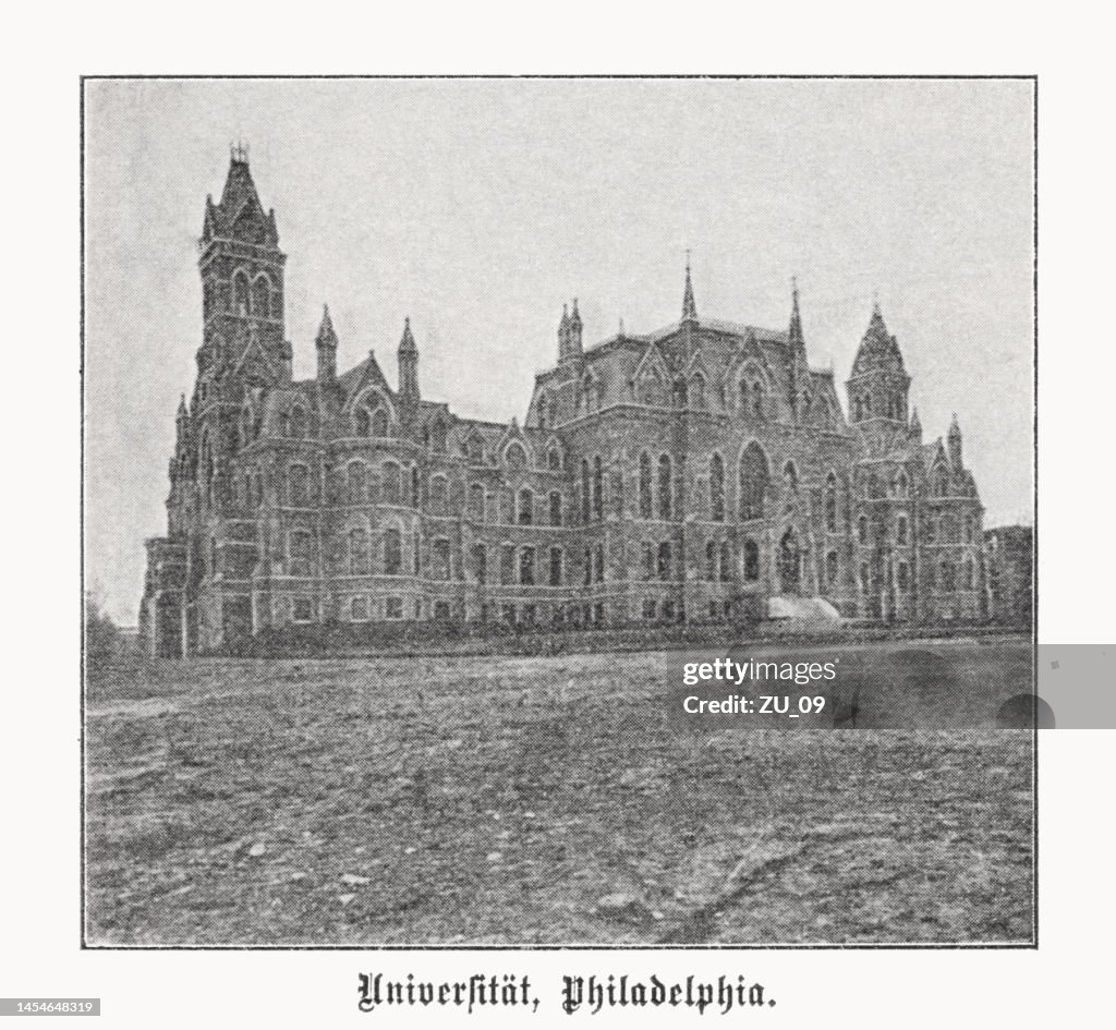 College Hall (University of Pennsylvania), Philadelphia, USA, halftone print, published in 1899