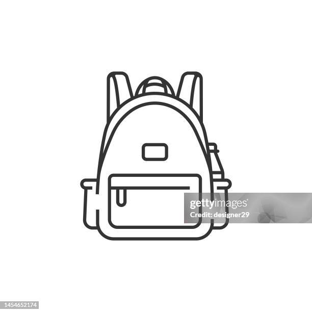 backpack or schoolbag line icon. back to school concept vector design on white background. - school logo stock illustrations