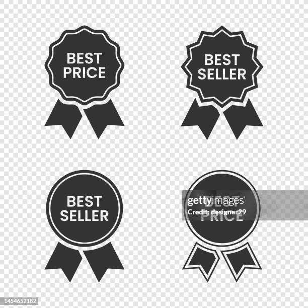 bestseller und bestpreisplakette set vektordesign. - erster platz stock-grafiken, -clipart, -cartoons und -symbole