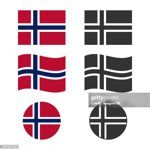 ilustraciones, imágenes clip art, dibujos animados e iconos de stock de bandera de noruega vector design. - norway flag