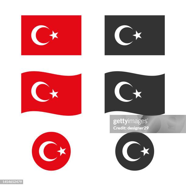 ilustrações de stock, clip art, desenhos animados e ícones de flag of turkey vector design. - turkish flag