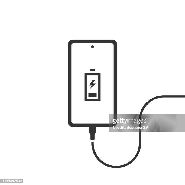 mobile phone charger icon. - usb cord 幅插畫檔、美工圖案、卡通及圖標