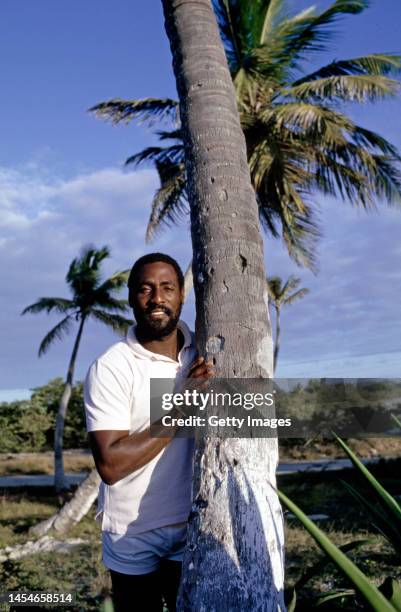 West Indies batsman Viv Richards pictured relaxing on the beach during the 1986 England tour to the West Indies in February, 1986 in Antigua.