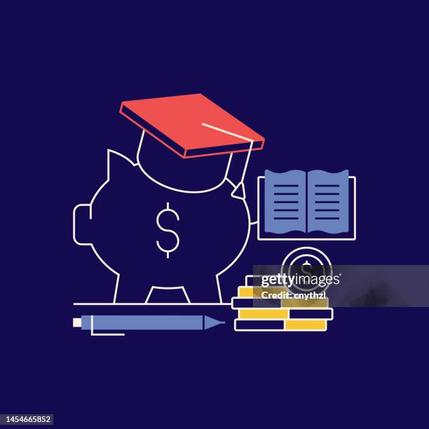 scholarship program related design with line icons. education, student, expenses, sponsor. - sponsor banner stock illustrations