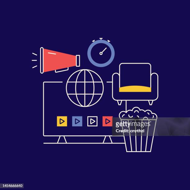 tv series related conceptual vector illustration. television, entertainment, movies, streaming, relaxation. - netflix stock illustrations