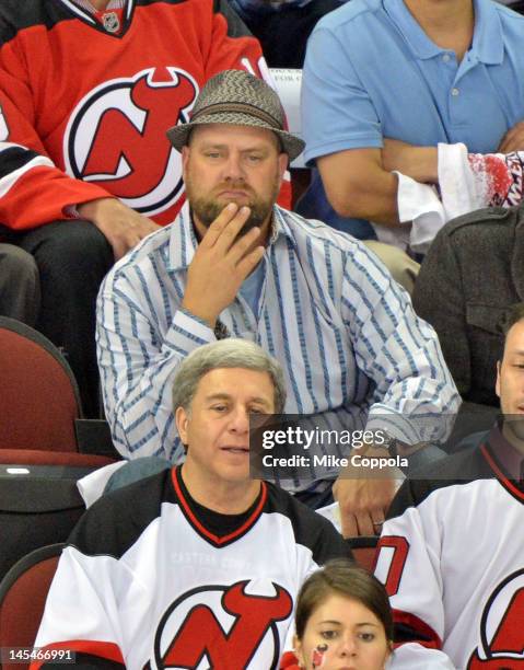 Thoroughbred horse trainer Doug O'Neill attends the Los Angeles Kings vs the New Jersey Devils game one during the 2012 Stanley Cup final at the...