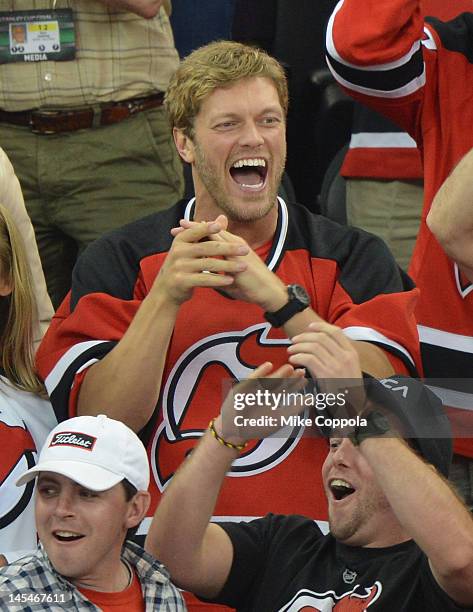 Former professional wrestler Adam "the Edge" Copeland attends the Los Angeles Kings vs the New Jersey Devils game one during the 2012 Stanley Cup...