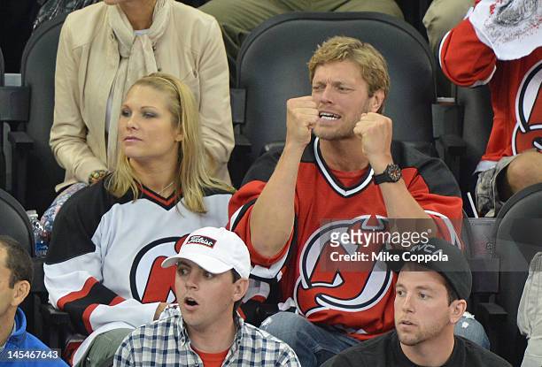 Former professional wrestler Adam "the Edge" Copeland attends the Los Angeles Kings vs the New Jersey Devils game one during the 2012 Stanley Cup...
