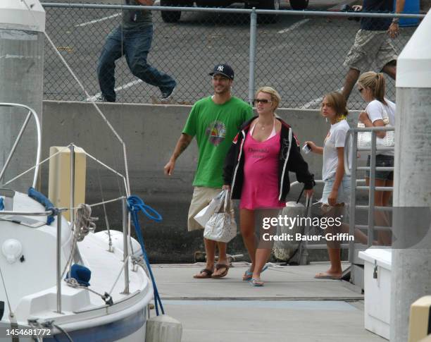 Kevin Federline, Britney Spears and Jamie Lynn Spears are seen on August 08, 2005 in Los Angeles, California.