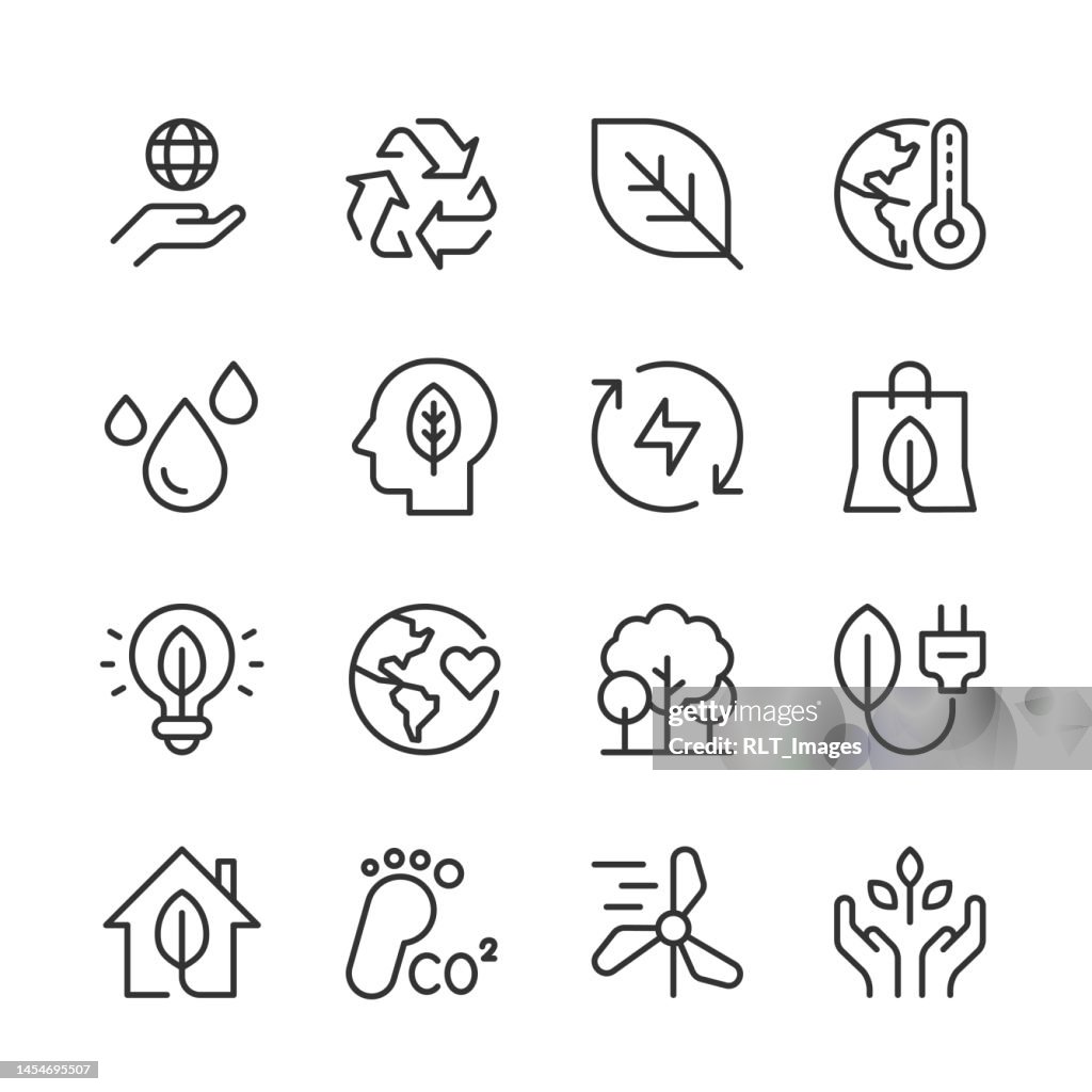 Iconos de ecología — Serie Monoline