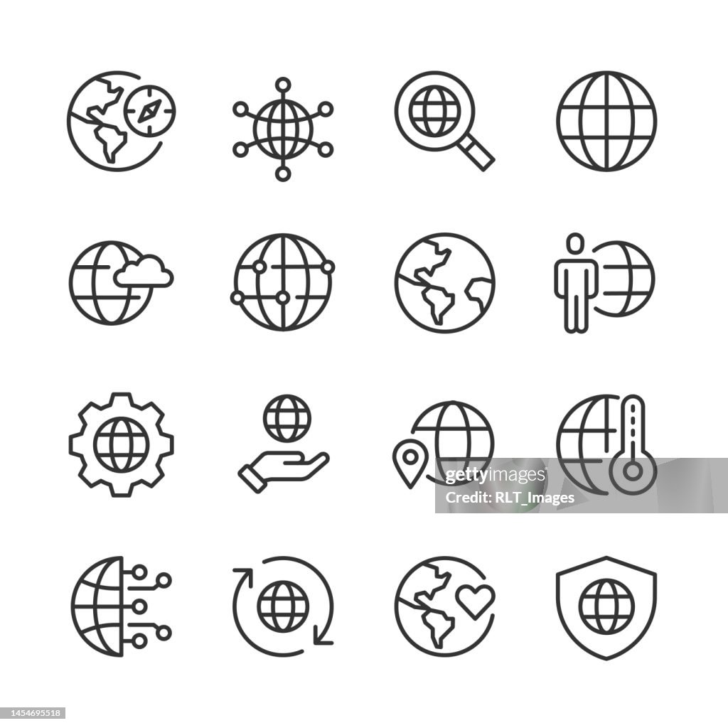 Globe Icons — Monoline Series