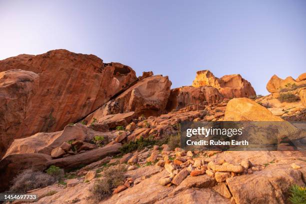 volcanic rock formations for motocross in the desert of fuerteventura - rock formation stock pictures, royalty-free photos & images