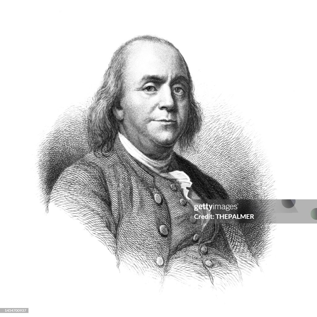 Benjamin Franklin gravura ilustração 1894