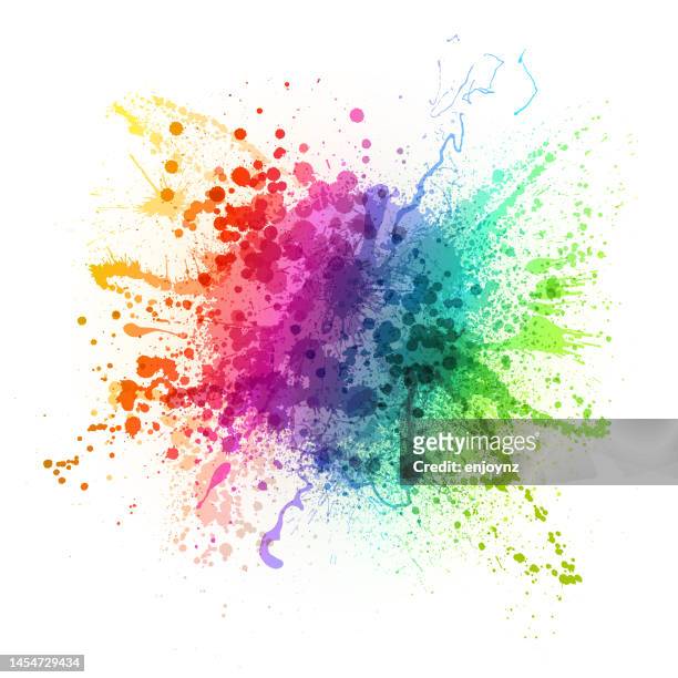 rainbow paint splash abstract vector illustration - brightly lit stock illustrations