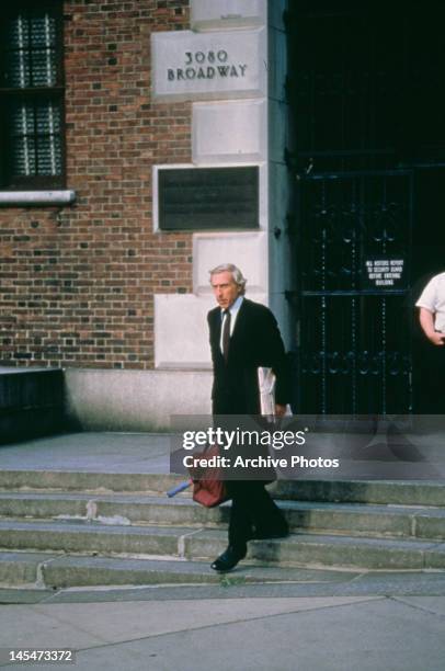 Jewish American stock trader Ivan Boesky leaves the Jewish Theological Seminary on 3080 Broadway, New York City, October 1987.
